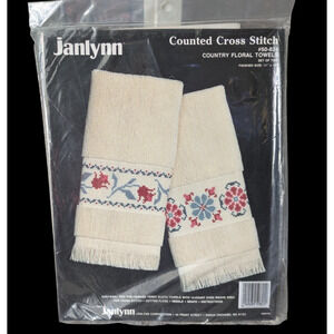 Janlynn Counted Cross Stitch Kit Country Floral Towels New 50-824 Set of Two